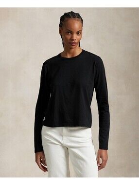 Polo Ralph Lauren Women's Shrunken-Fit Jersey Long-Sleeve Tee - Polo Black XXL